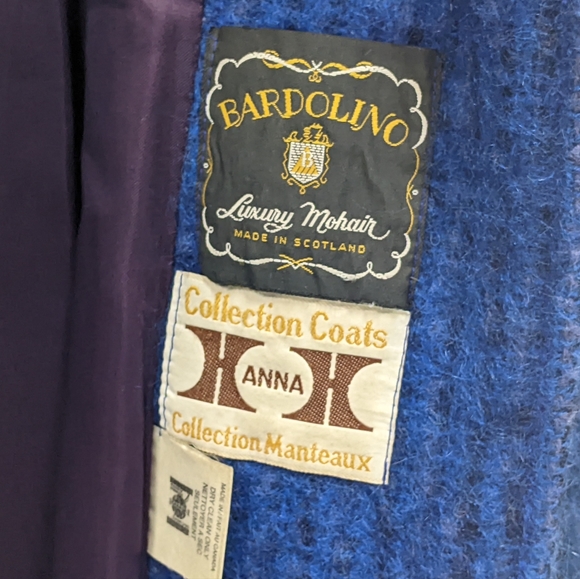 Vintage Bardolino Luxury Blue Mohair Long Coat, ANNA Collection, Scotland, Med - Picture 6 of 15